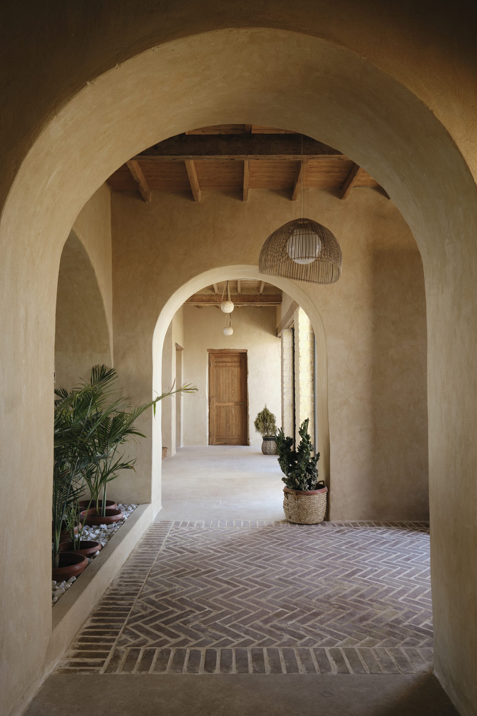 Arched stone corridor