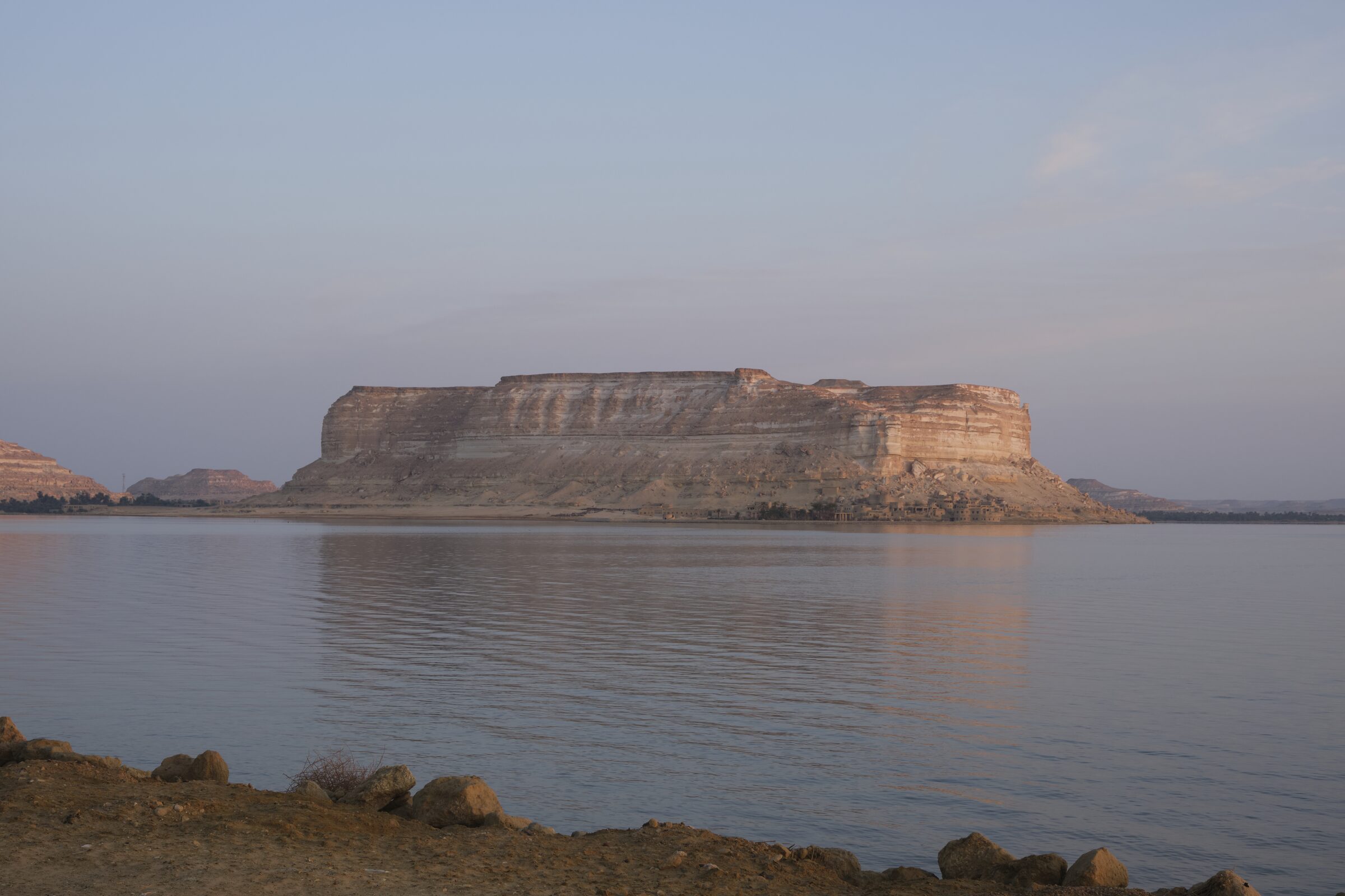 The Mountain of the Dead across Lake Siwa